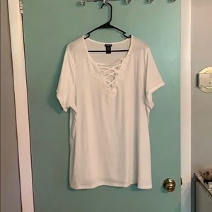 Plus size lace up top